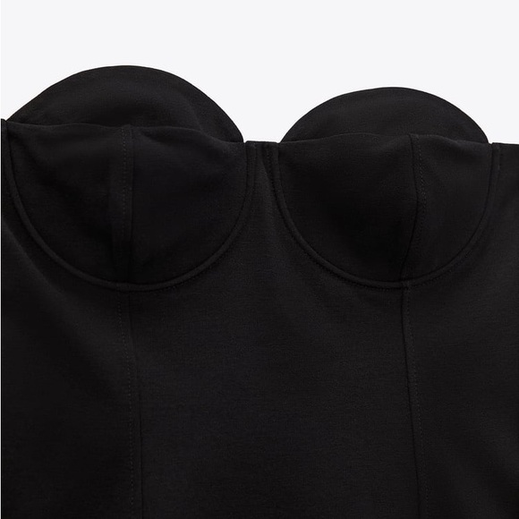 NWT Zara CORSET STYLE DRESS BLACK - Picture 3 of 5